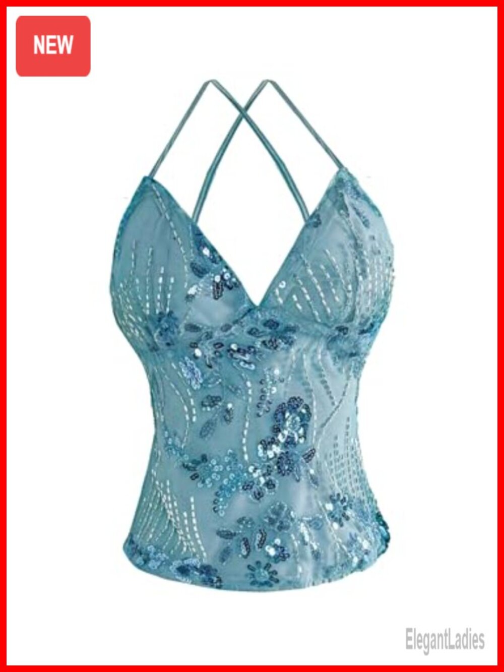 Sequin Sparkly Backless Cami Top